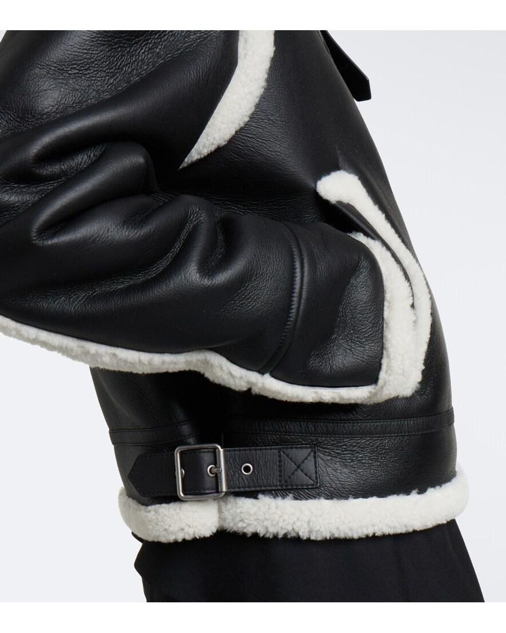 Loewe Black Shearling-Trimmed Leather Jacket