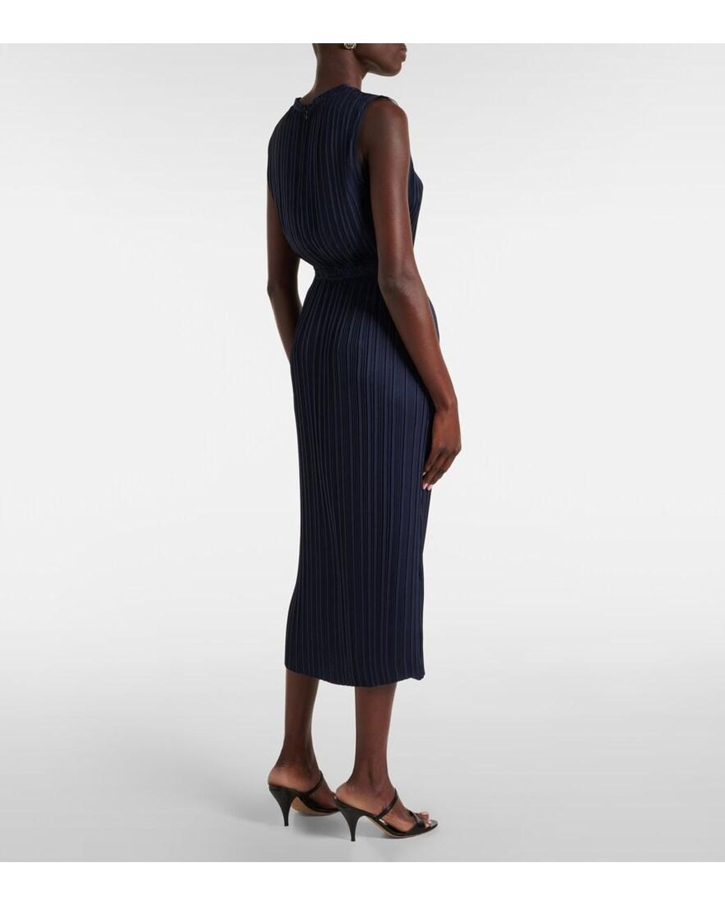 Vince Blue Pleated Midi Skirt