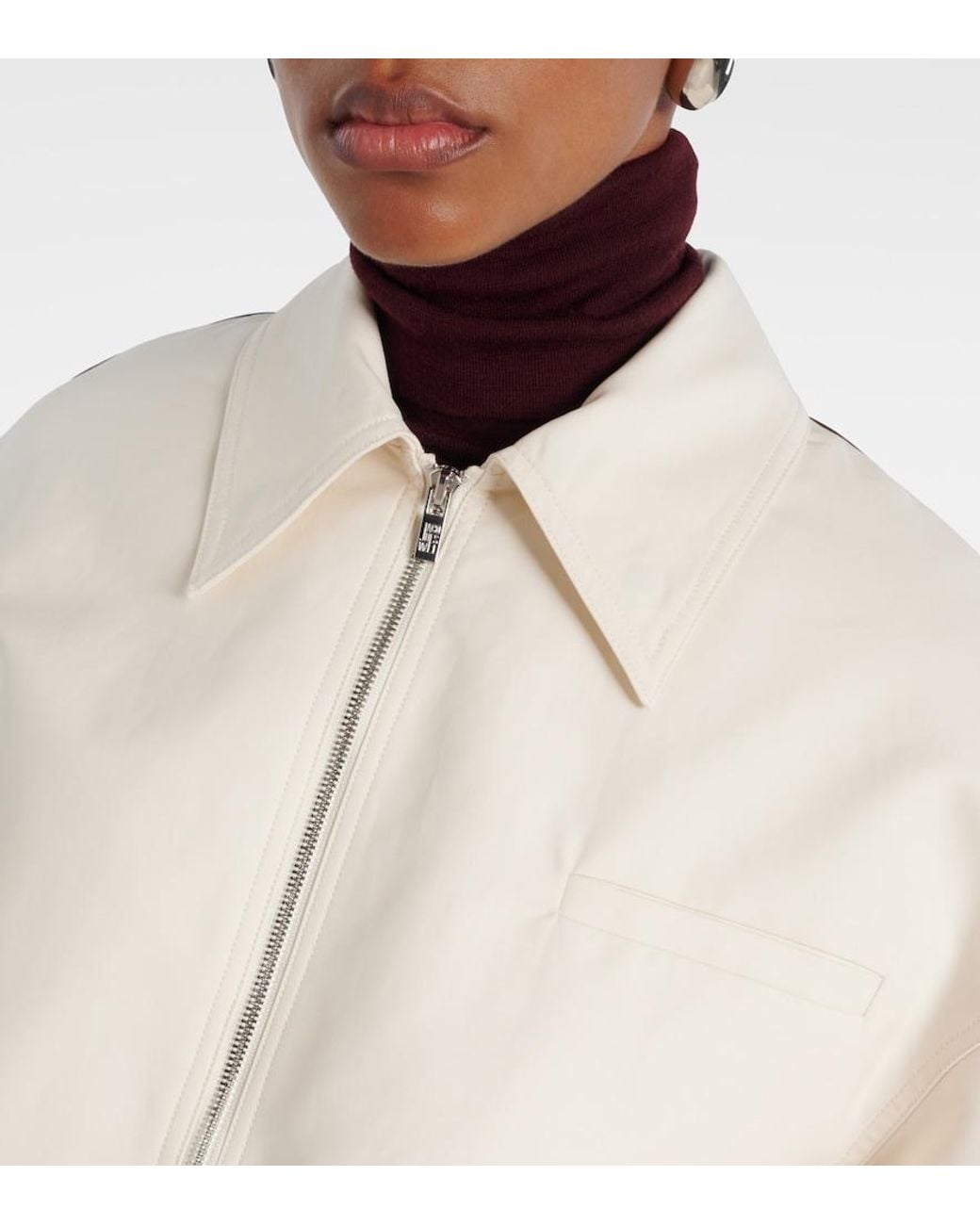 JACQUES WEI Natural Leather-Trimmed Cotton Jacket