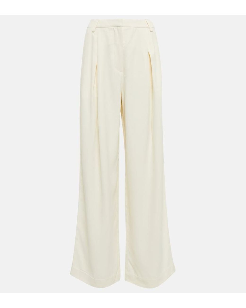 Co. White Pleated Wide-Leg Pants