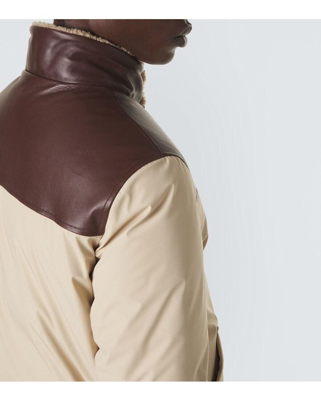 Brunello Cucinelli Natural Leather-Trimmed Down Jacket for men