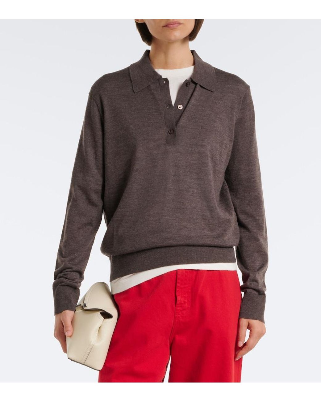 Loulou de Saison Gray Miles Cashmere Polo Sweater