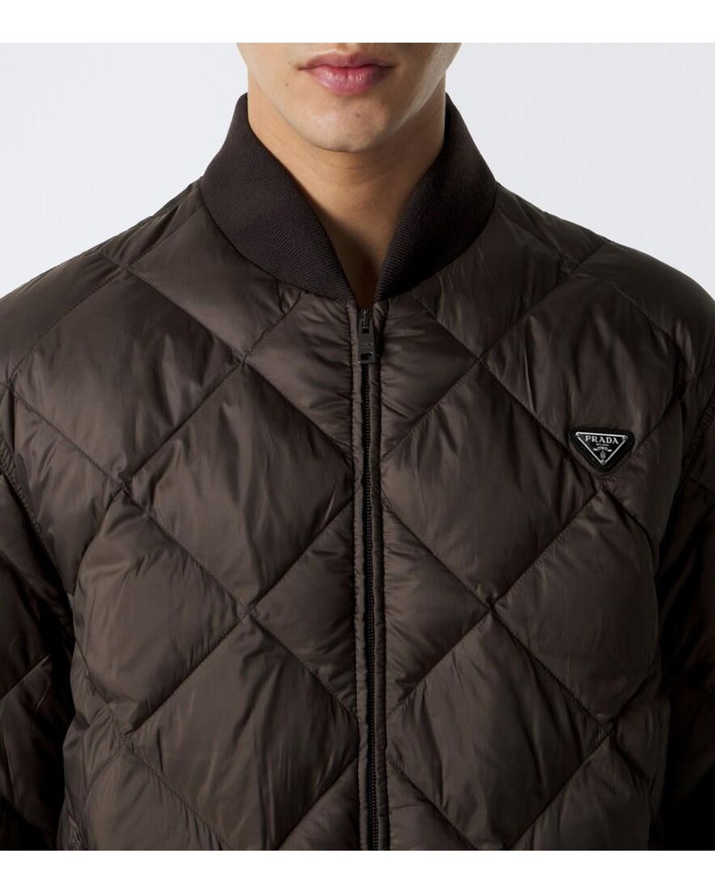 Prada Gray Quilted Down Jacket for men