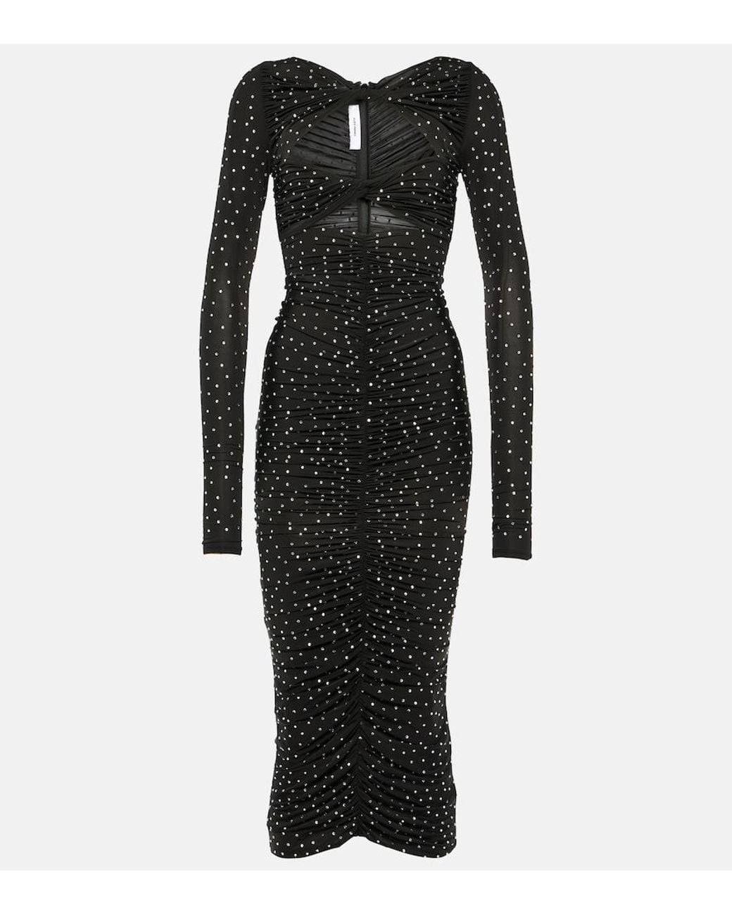 Alex Perry Black Crystal-Embellished Cutout Jersey Midi Dress