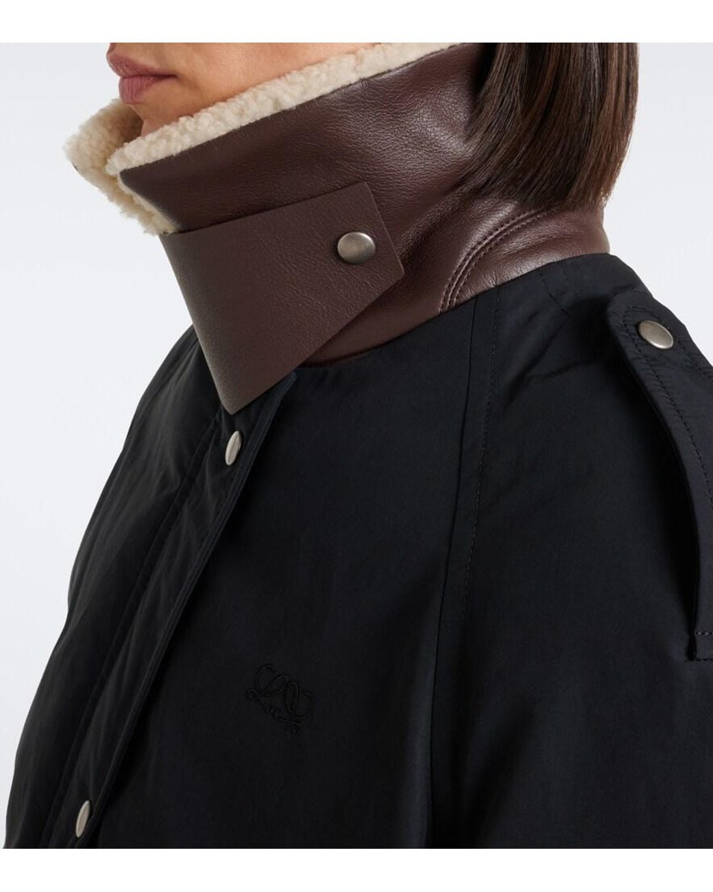 Loewe Black Padded Shearling-Trimmed Cotton-Blend Jacket