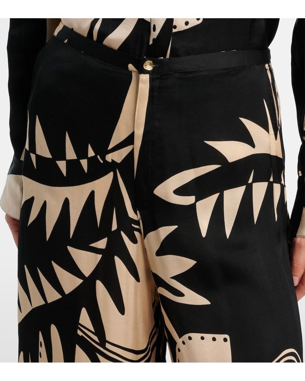 Poupette Black Clea Printed Wide-Leg Pants