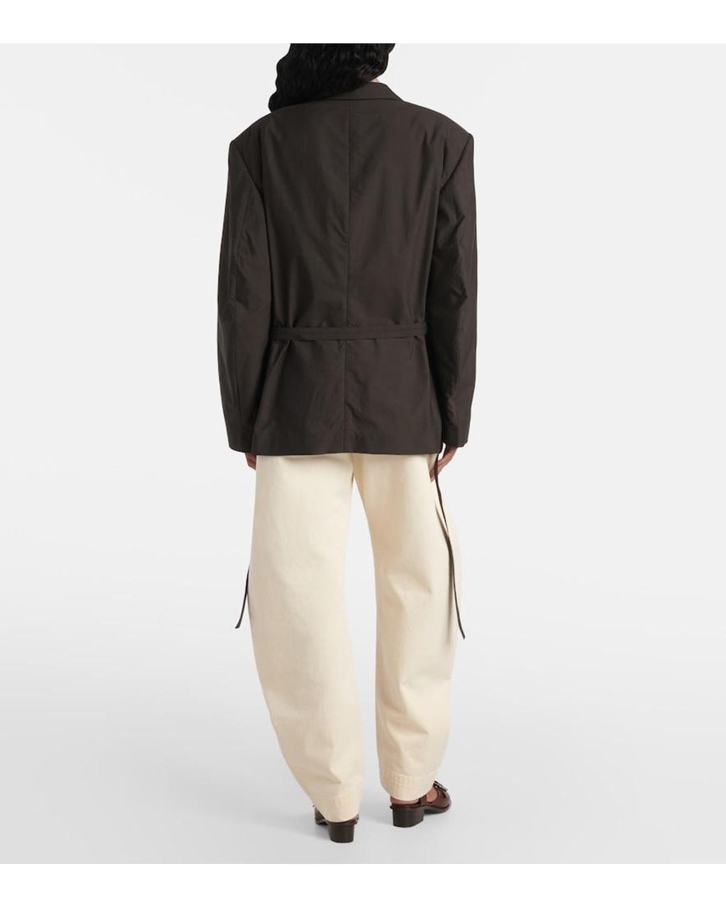 Lemaire Black Belted Cotton And Silk Blazer