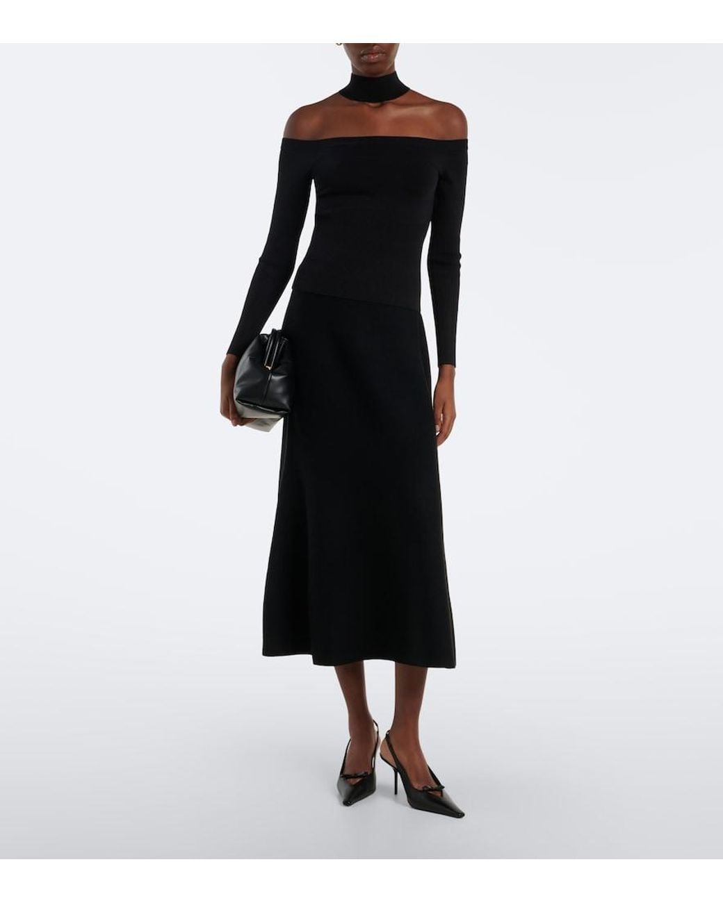 Jonathan Simkhai Black Lila Off-Shoulder Ribbed-Knit Top