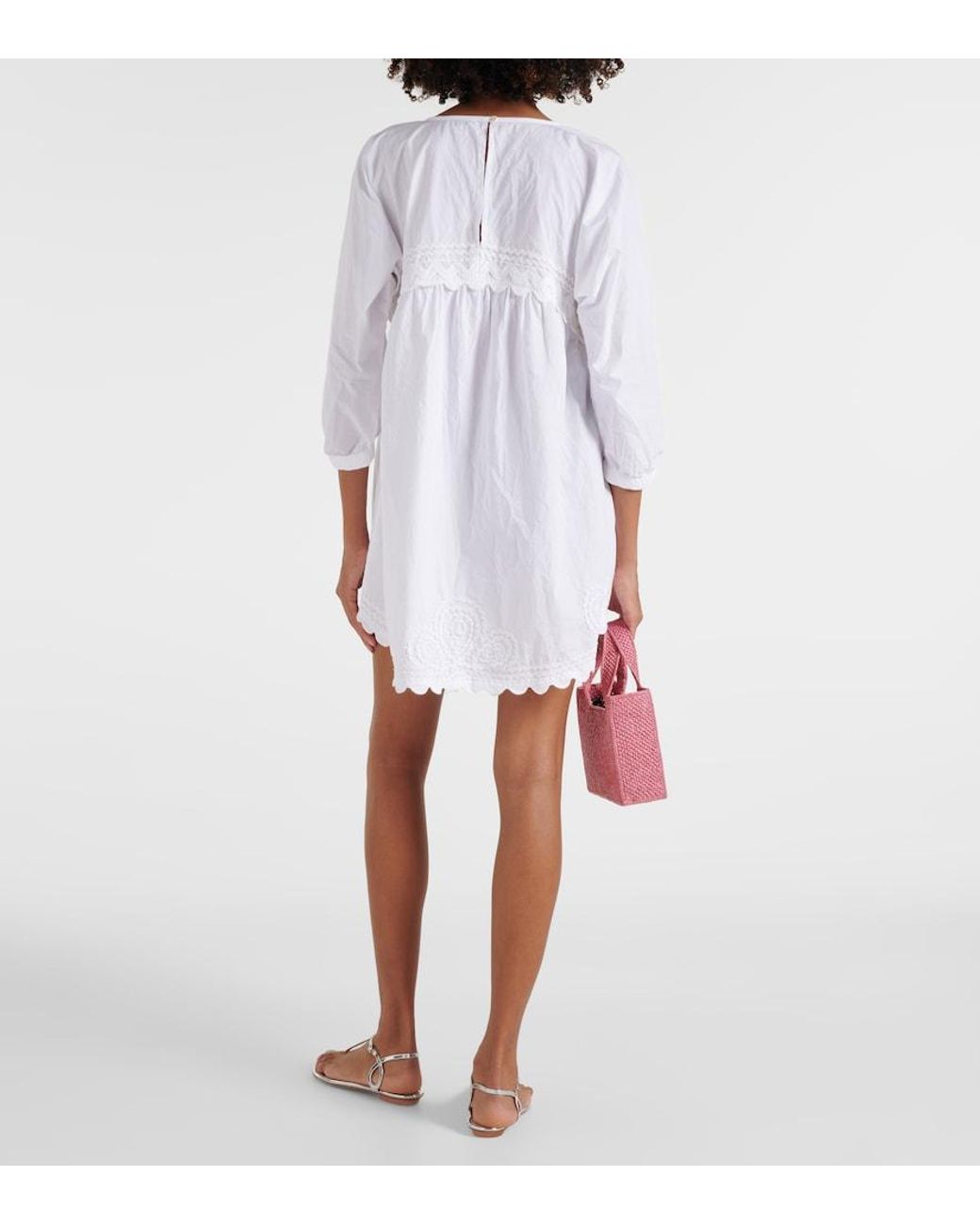 Juliet Dunn White Cotton Poplin Minidress