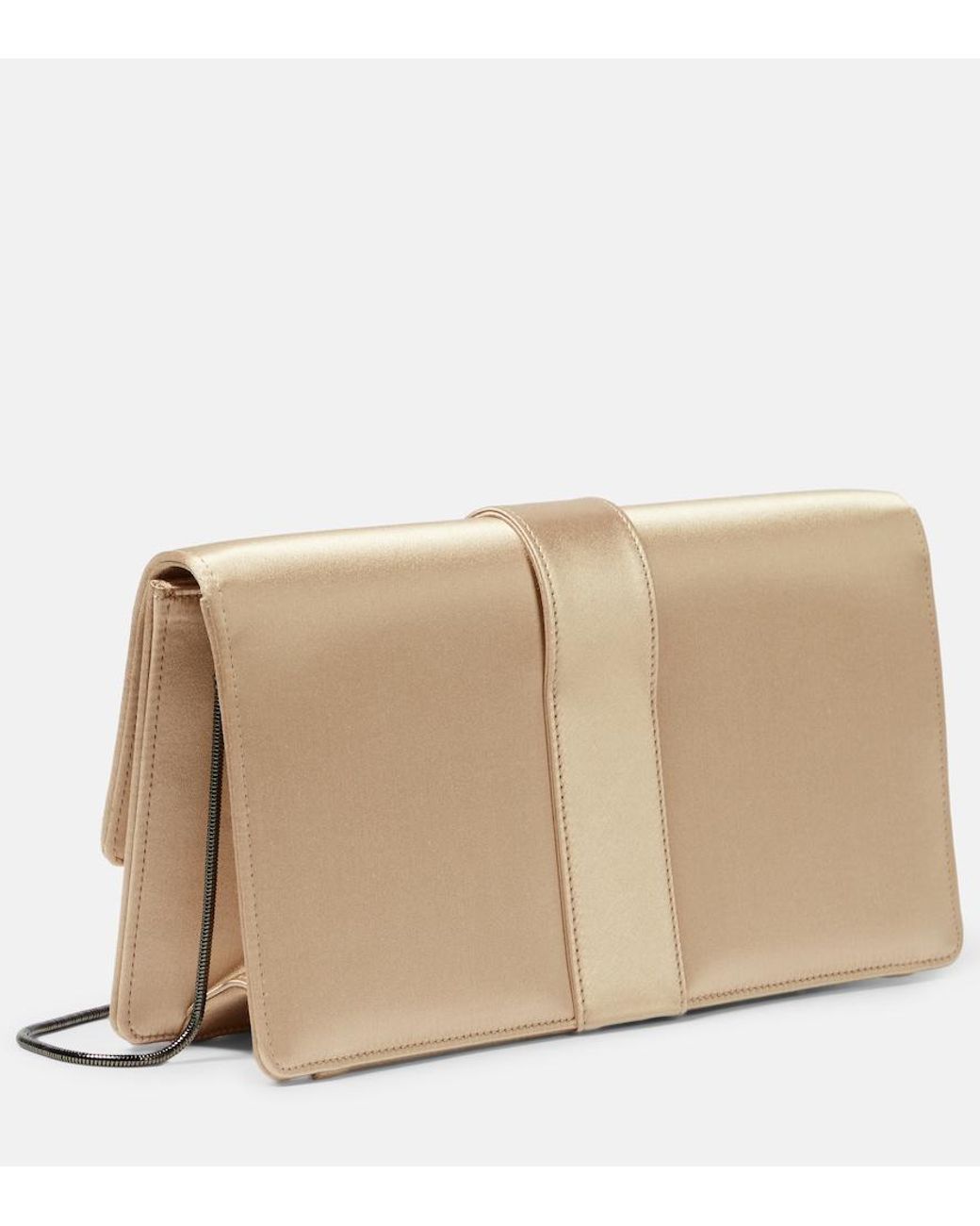 Manolo Blahnik Natural Capri Embellished Satin Clutch