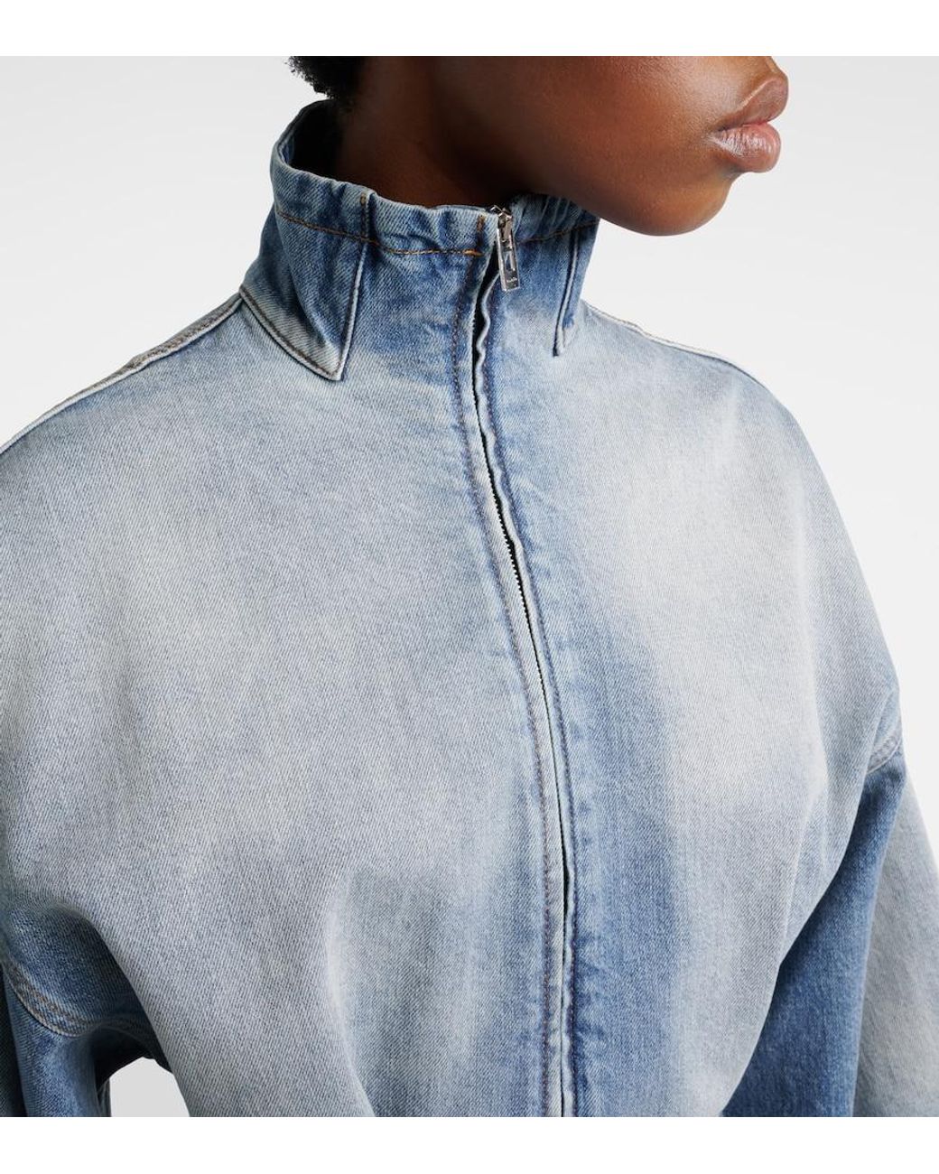 Alaïa Blue Belted Cotton Denim Romper