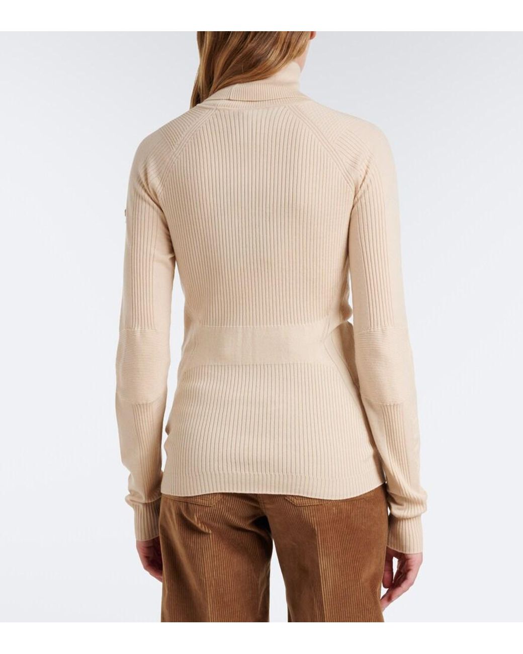 Moncler Natural Ribbed-Knit Wool-Blend Turtleneck Sweater