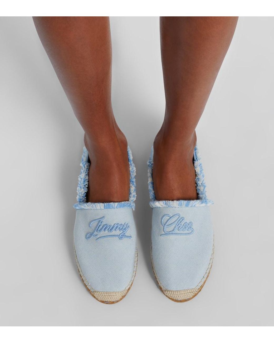 Jimmy Choo Blue Avi Embroidered Canvas Espadrilles