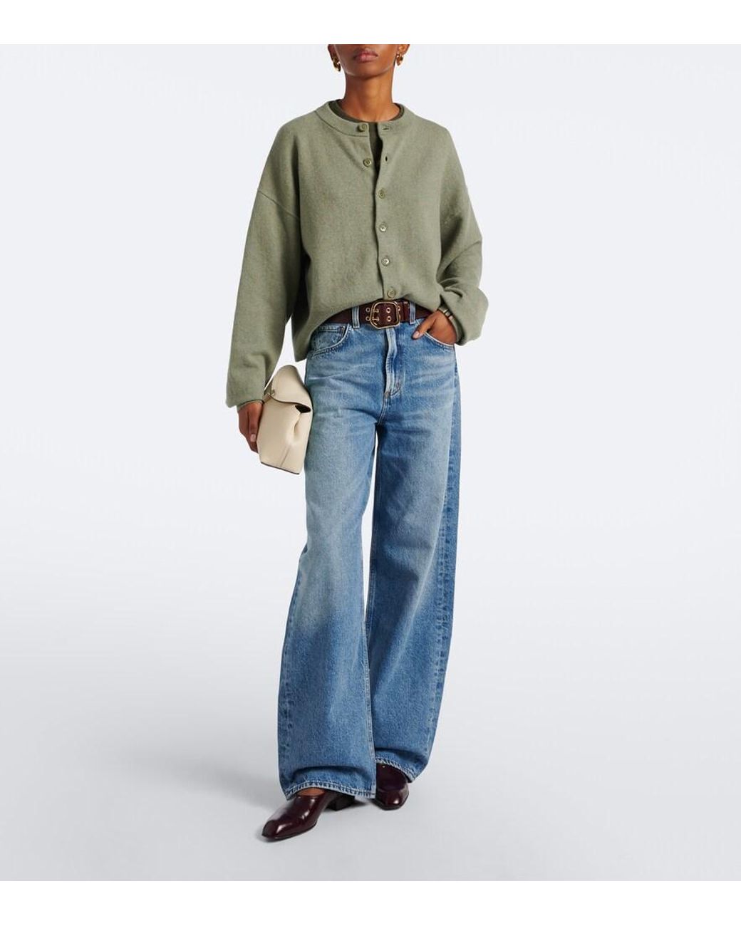 Agolde Blue Low Curve Faded Wide-Leg Jeans
