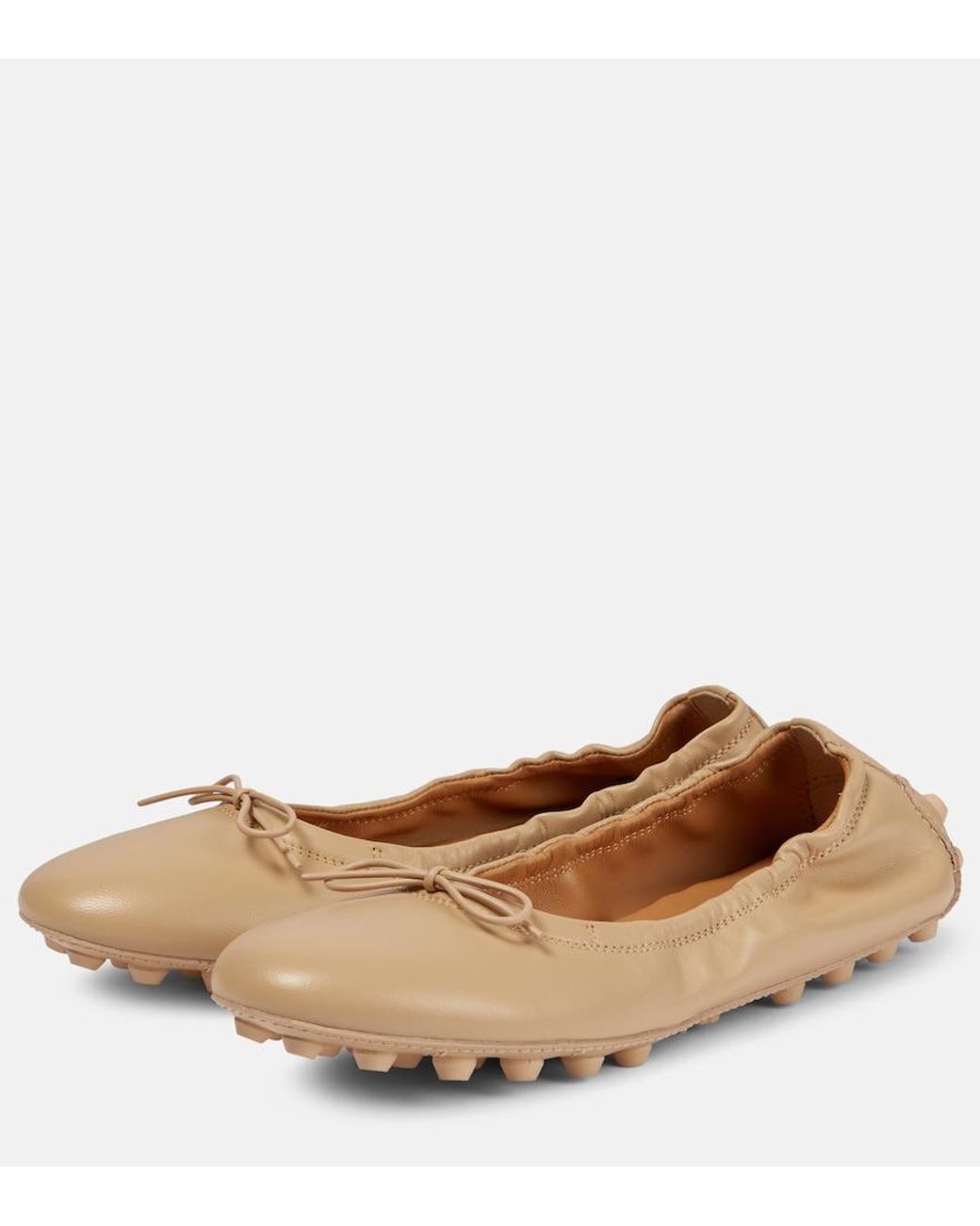 Tod's Brown Bubble Leather Ballet Flats