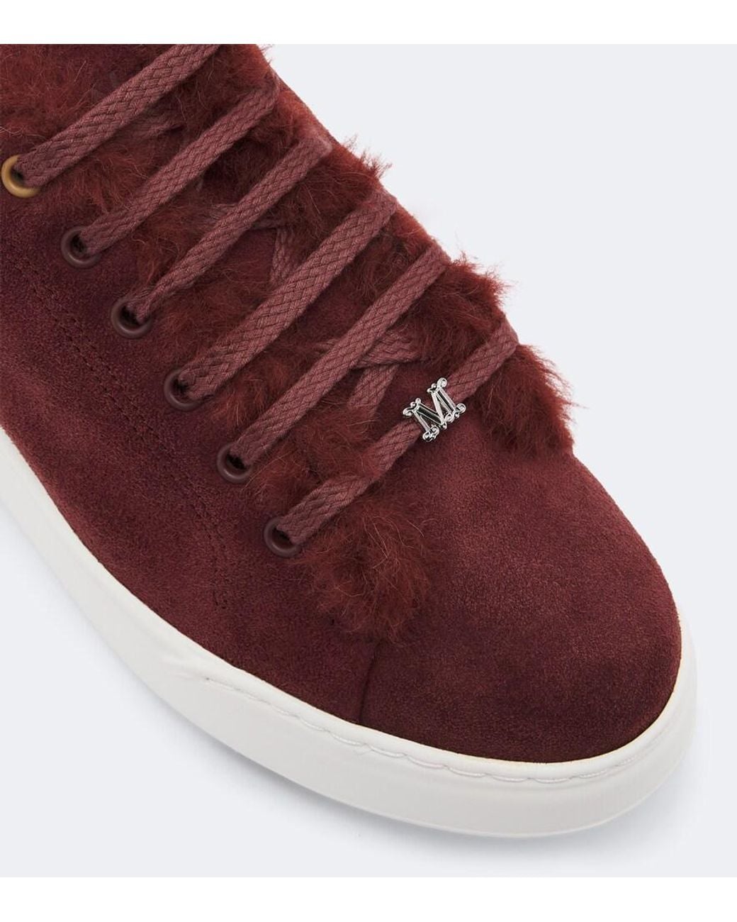 Max Mara Red Shearling-Lined Suede Sneakers