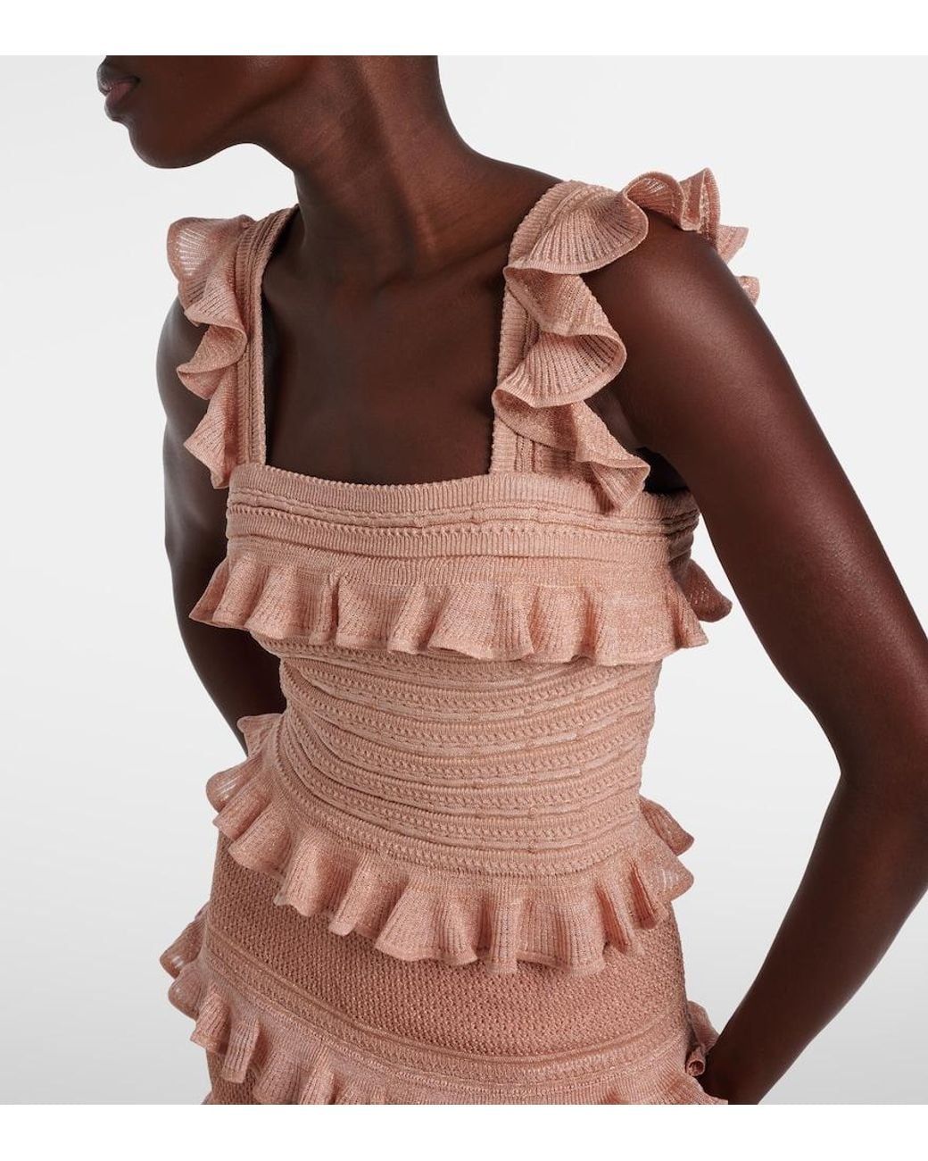 Zimmermann Pink Rebellion Ruffled Lame Top
