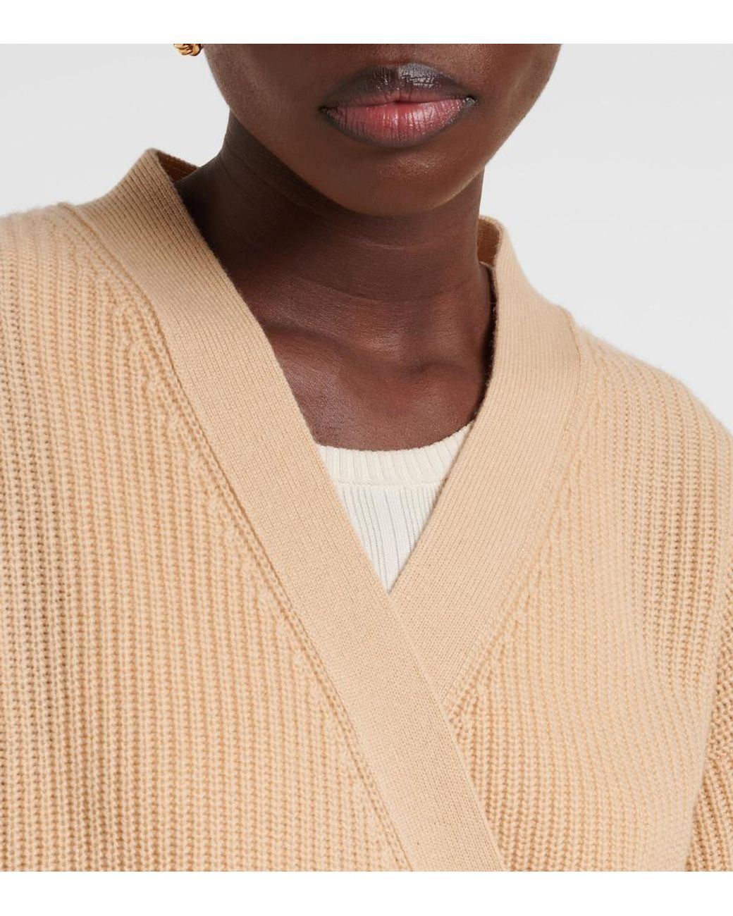 Jardin Des Orangers Natural Wool And Cashmere Wrap Cardigan