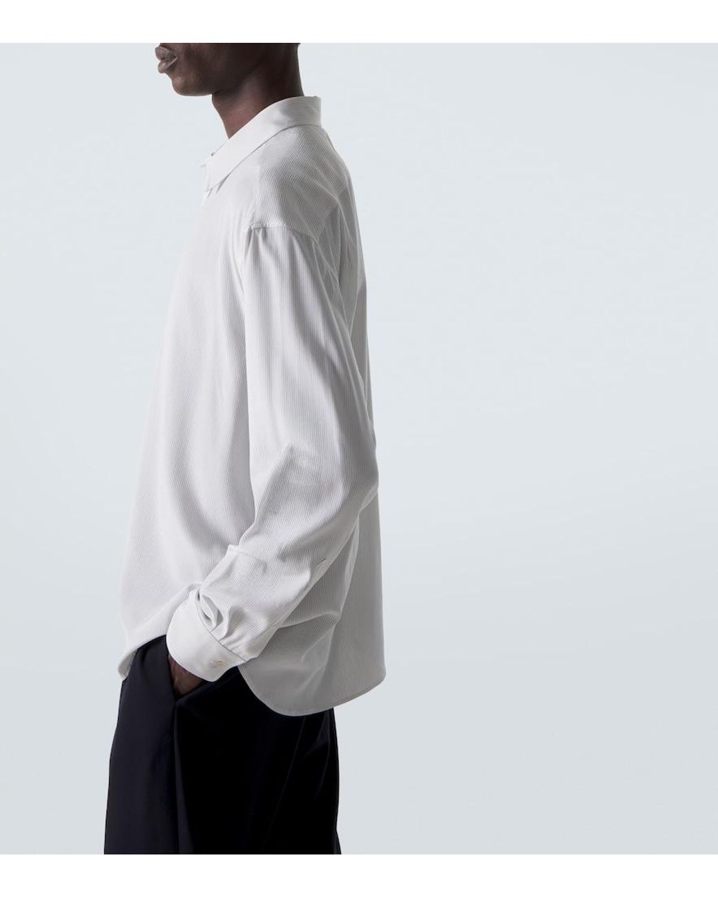 The Row White Granada Pinstripe Silk Poplin Shirt for men