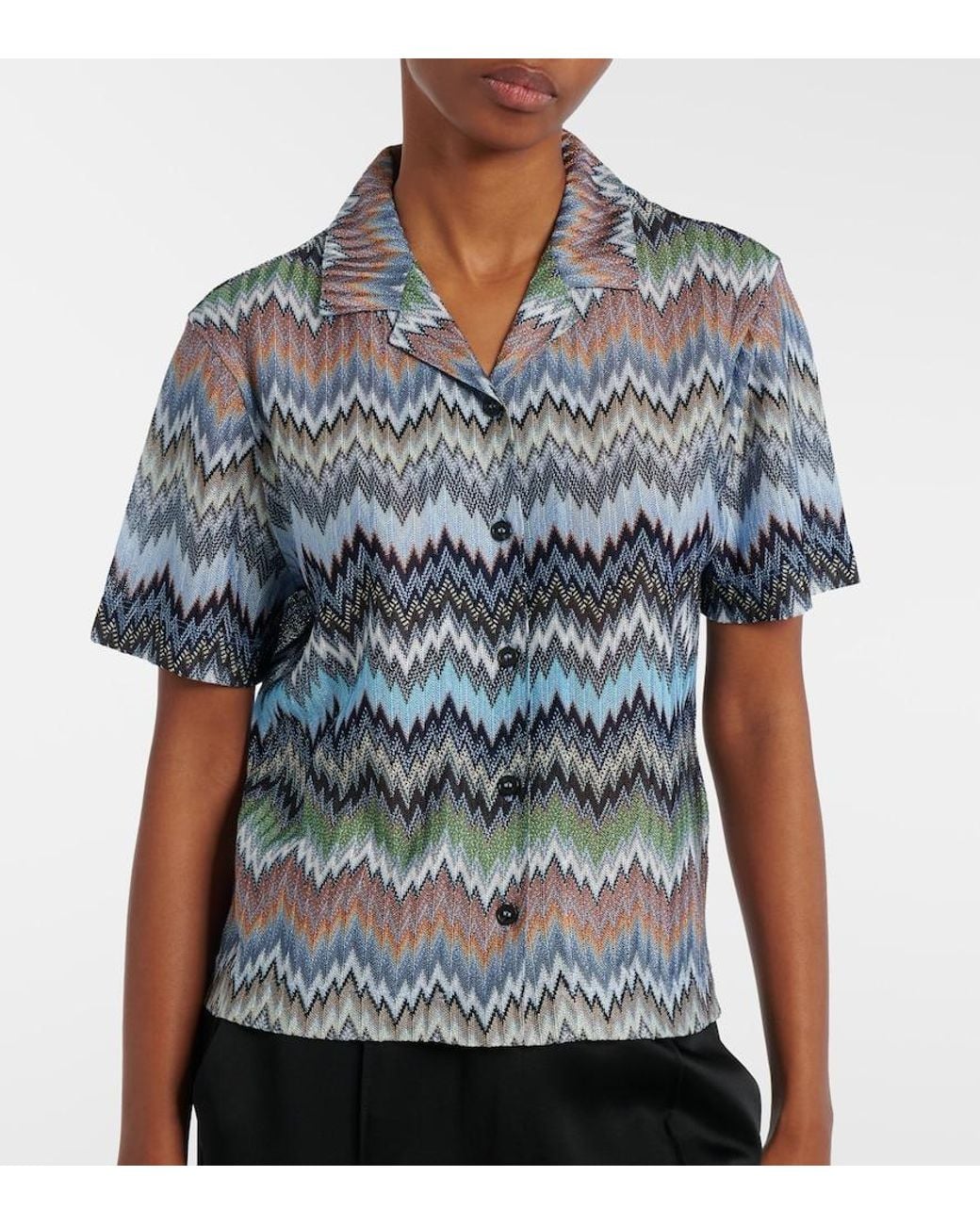 Missoni Blue Zigzag Intarsia Shirt