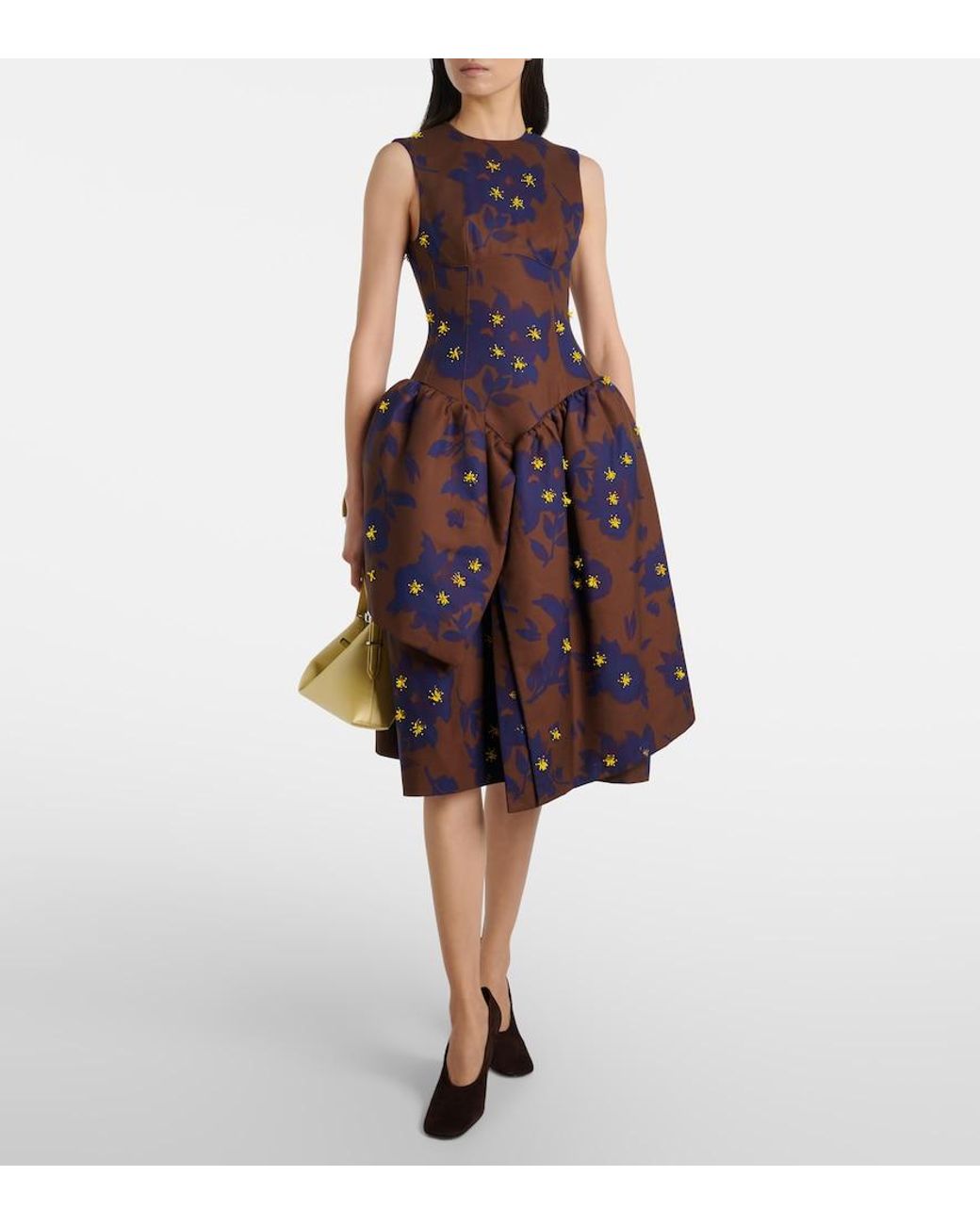 ShuShu/Tong Purple Floral Cotton Midi Dress