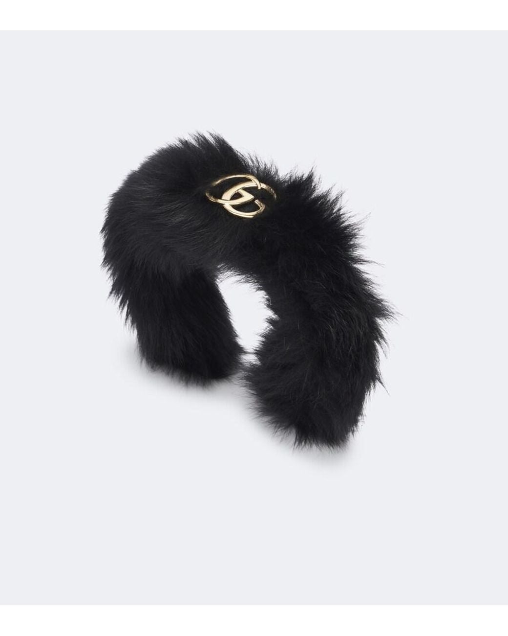 Gucci Black Double G Shearling Headband