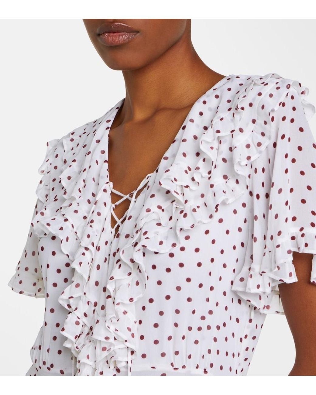 Dorothee Schumacher White Dancing Dots Polka-Dot Georgette Midi Dress