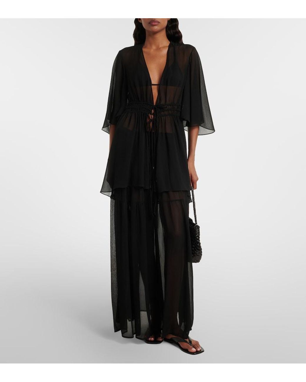 Eres Black Irresistible Silk Chiffon Maxi Skirt