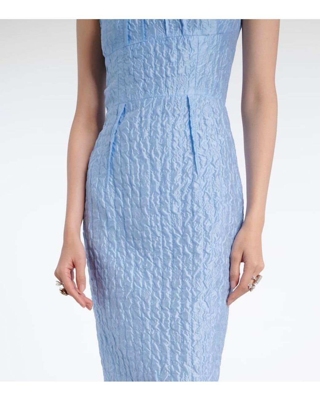 Emilia Wickstead Blue Sharon Seersucker Gown