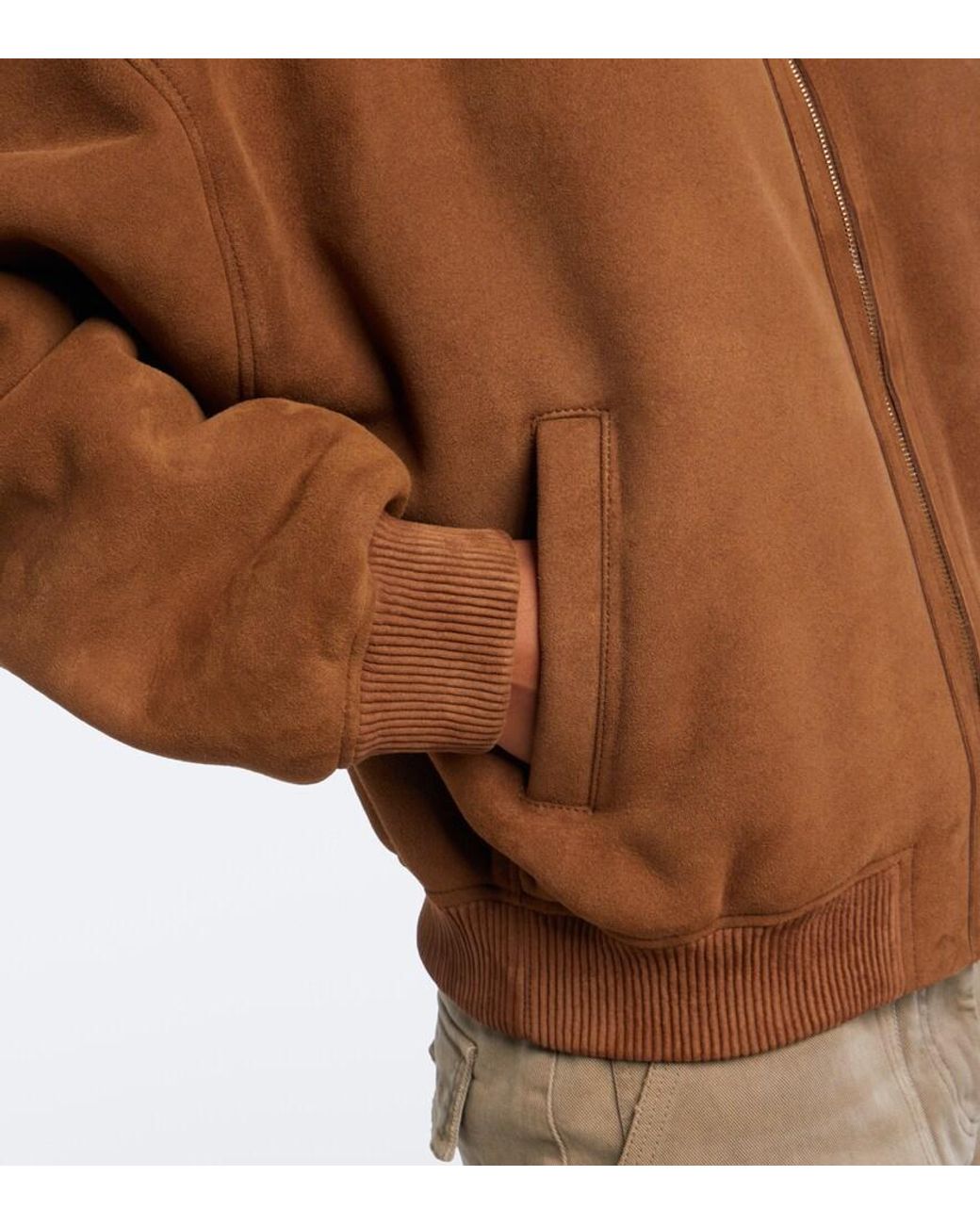 Acne Brown Shearling-Lined Suede Bomber Jacket