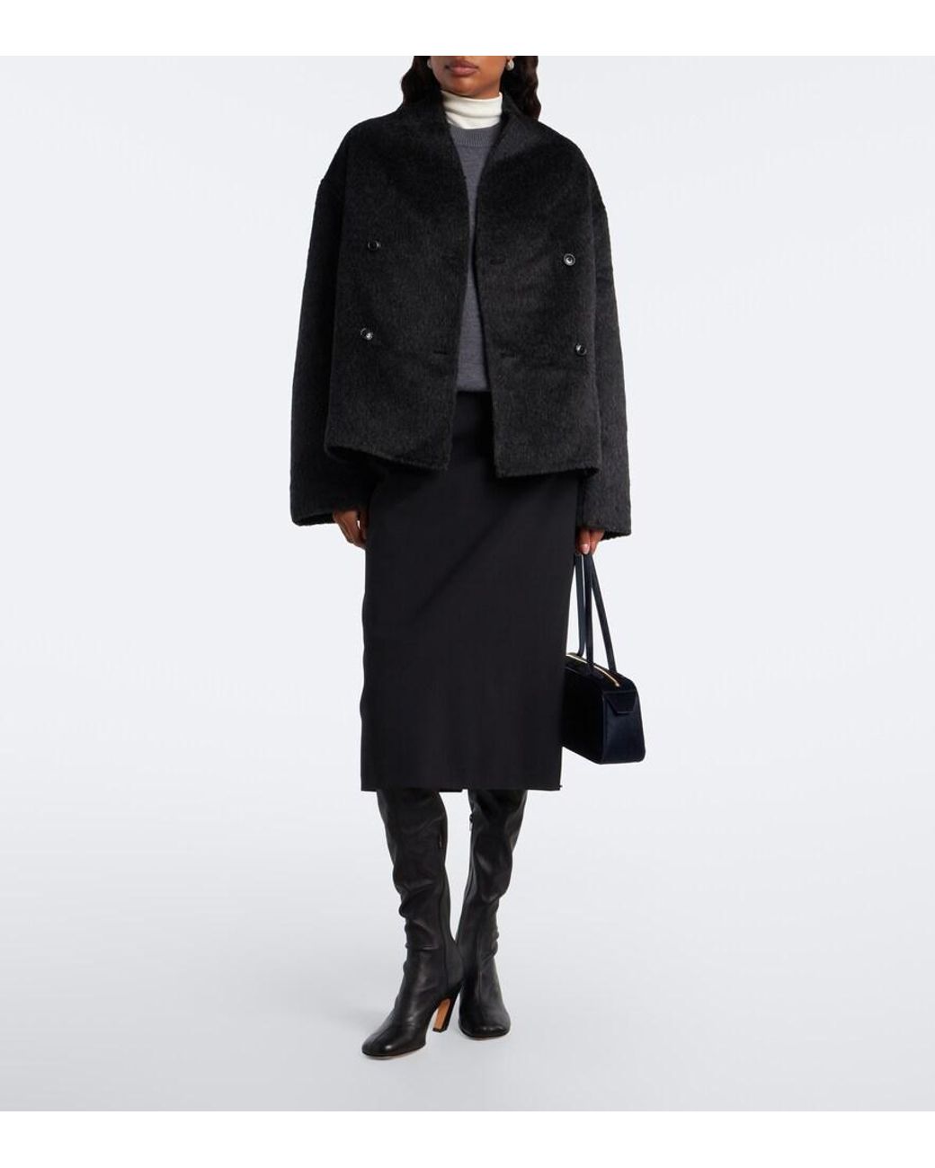 Loulou de Saison Black Wes Double-Breasted Alpaca And Wool Jacket
