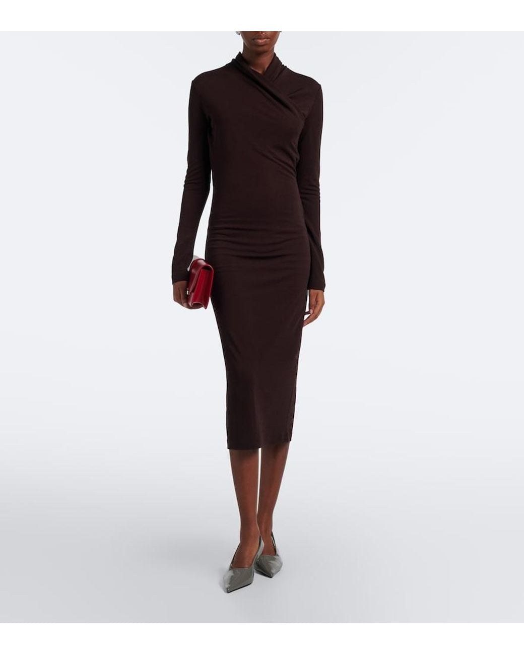 Max Mara Brown Jersey Midi Dress