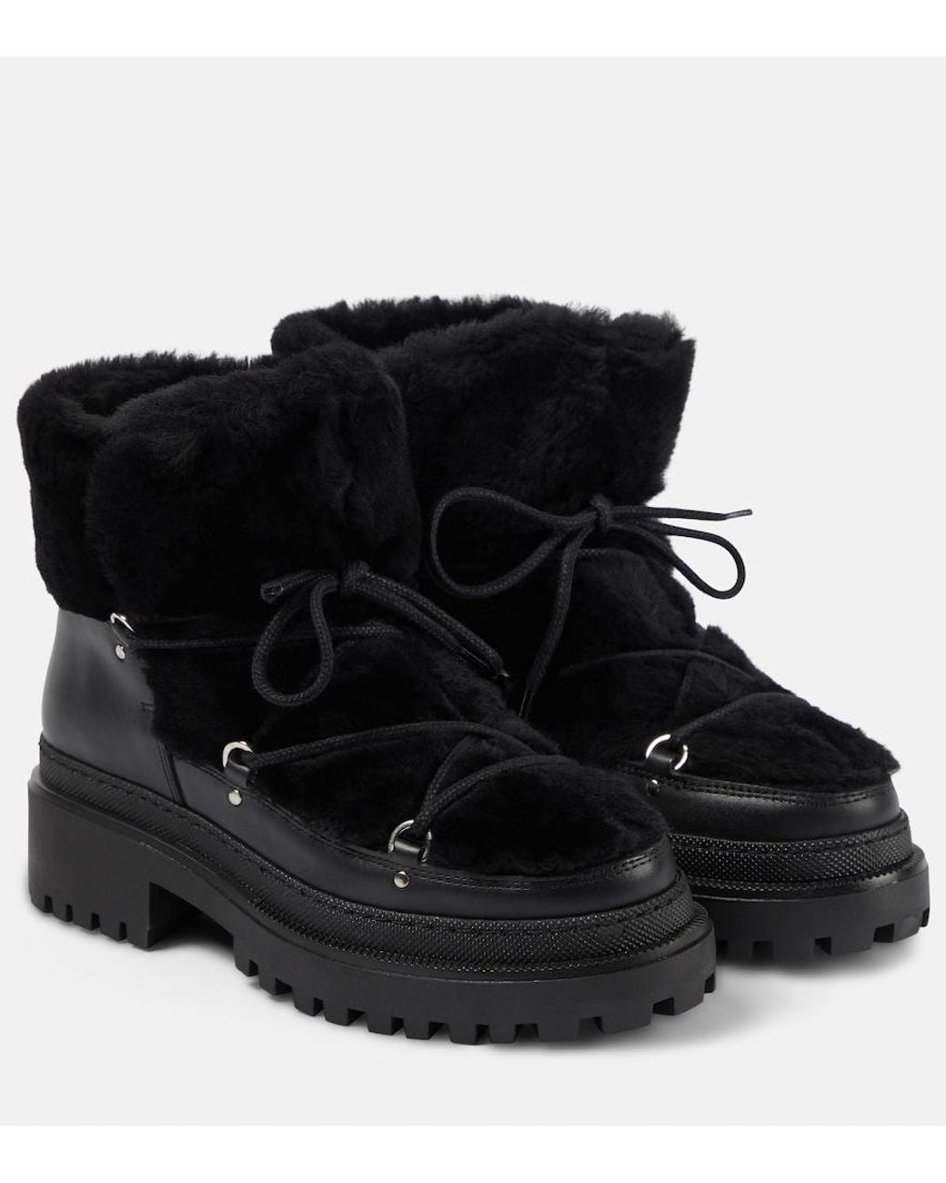 Yves Salomon Black Shearling Ankle Boots