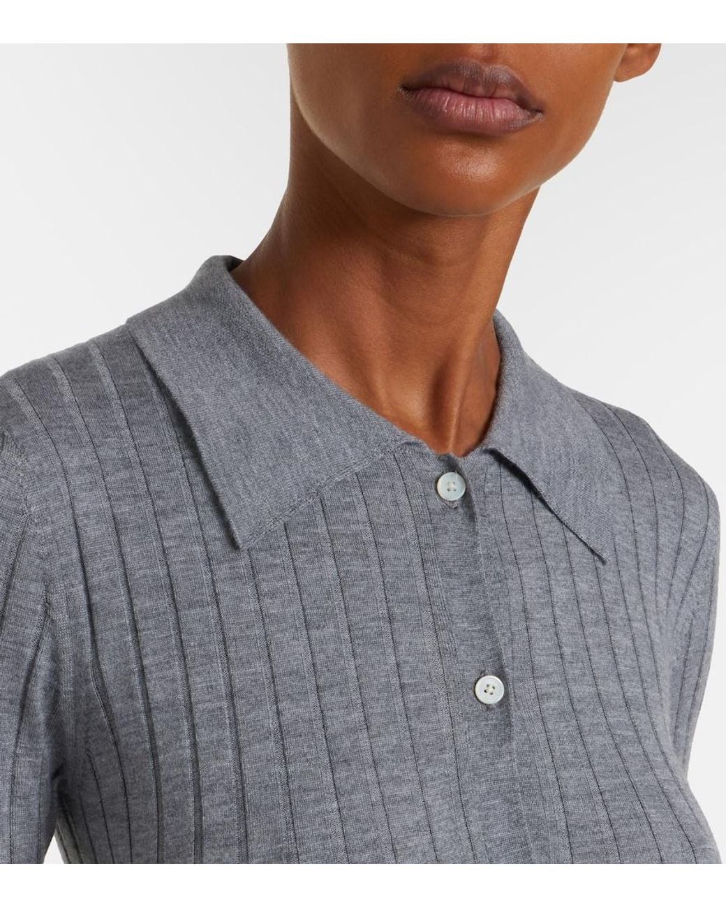Totême  Gray Ribbed-Knit Cashmere And Silk Cardigan