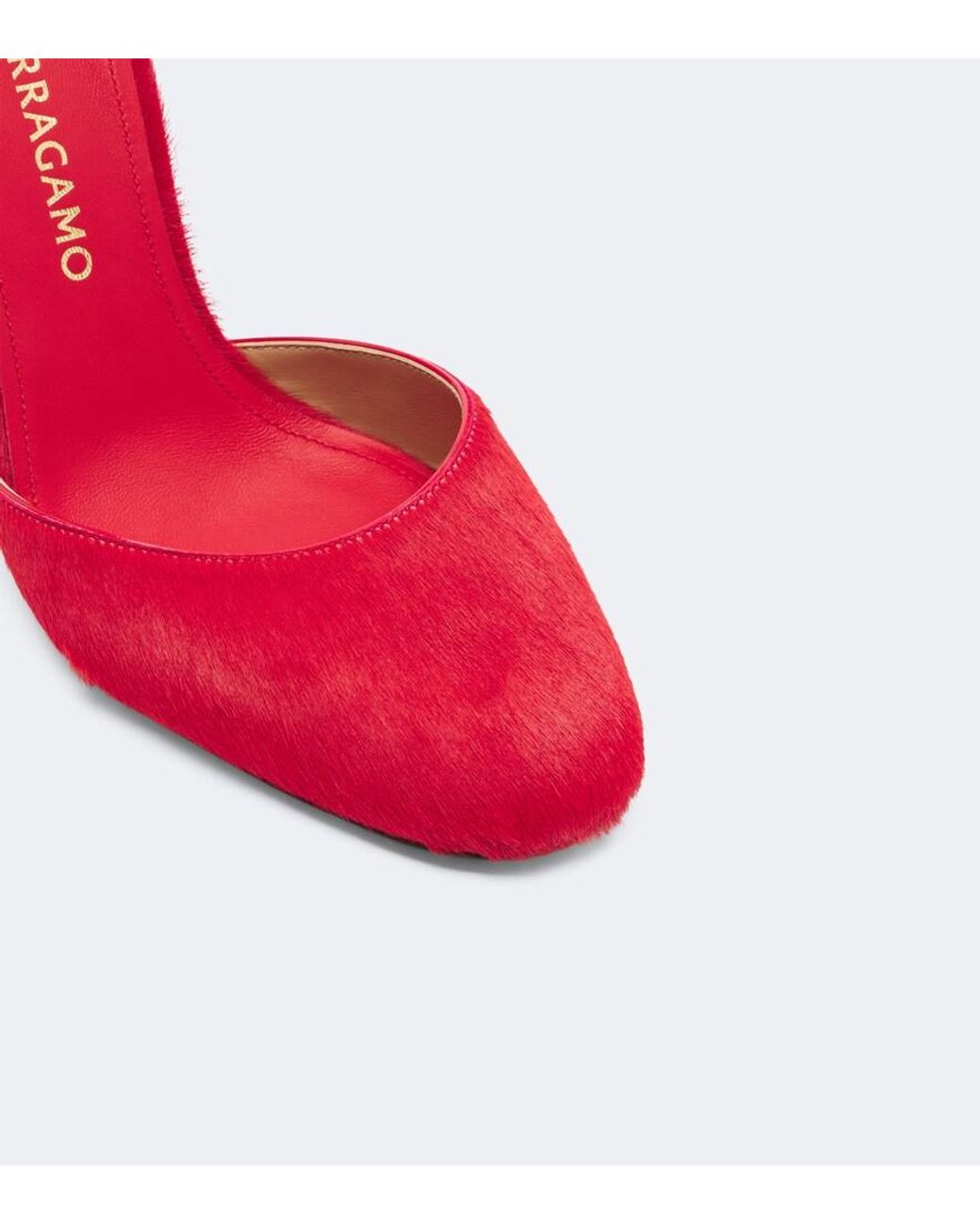 Ferragamo Red Maily Calf Hair Pumps
