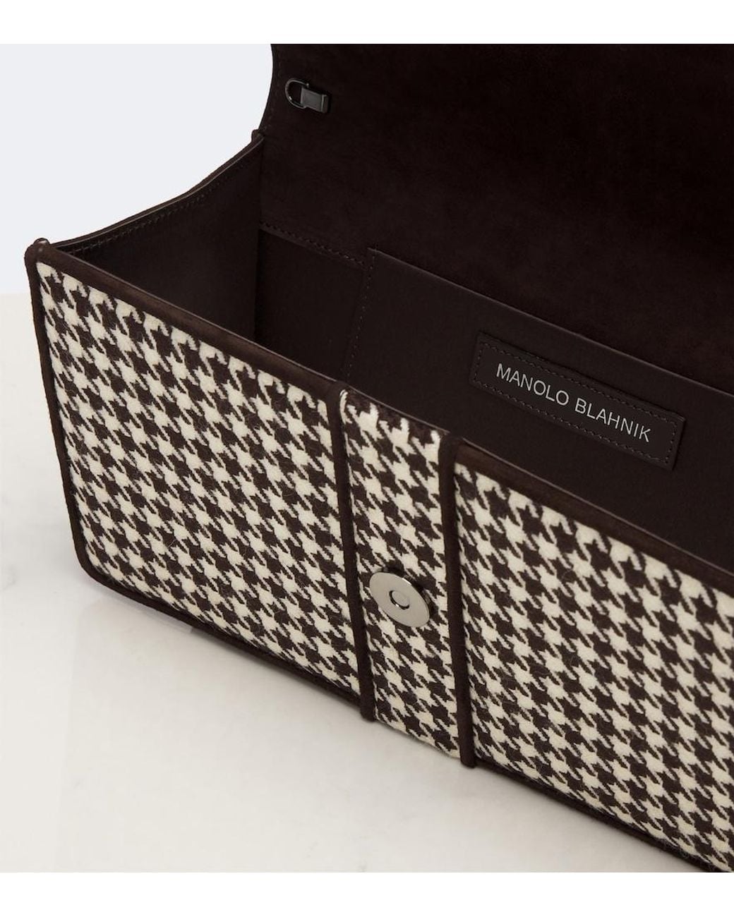 Manolo Blahnik Black Maycap Houndstooth Clutch