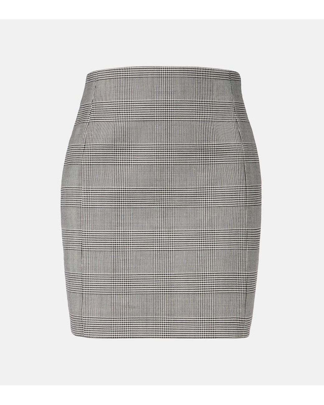 Balmain Gray Houndstooth Wool-Blend Miniskirt