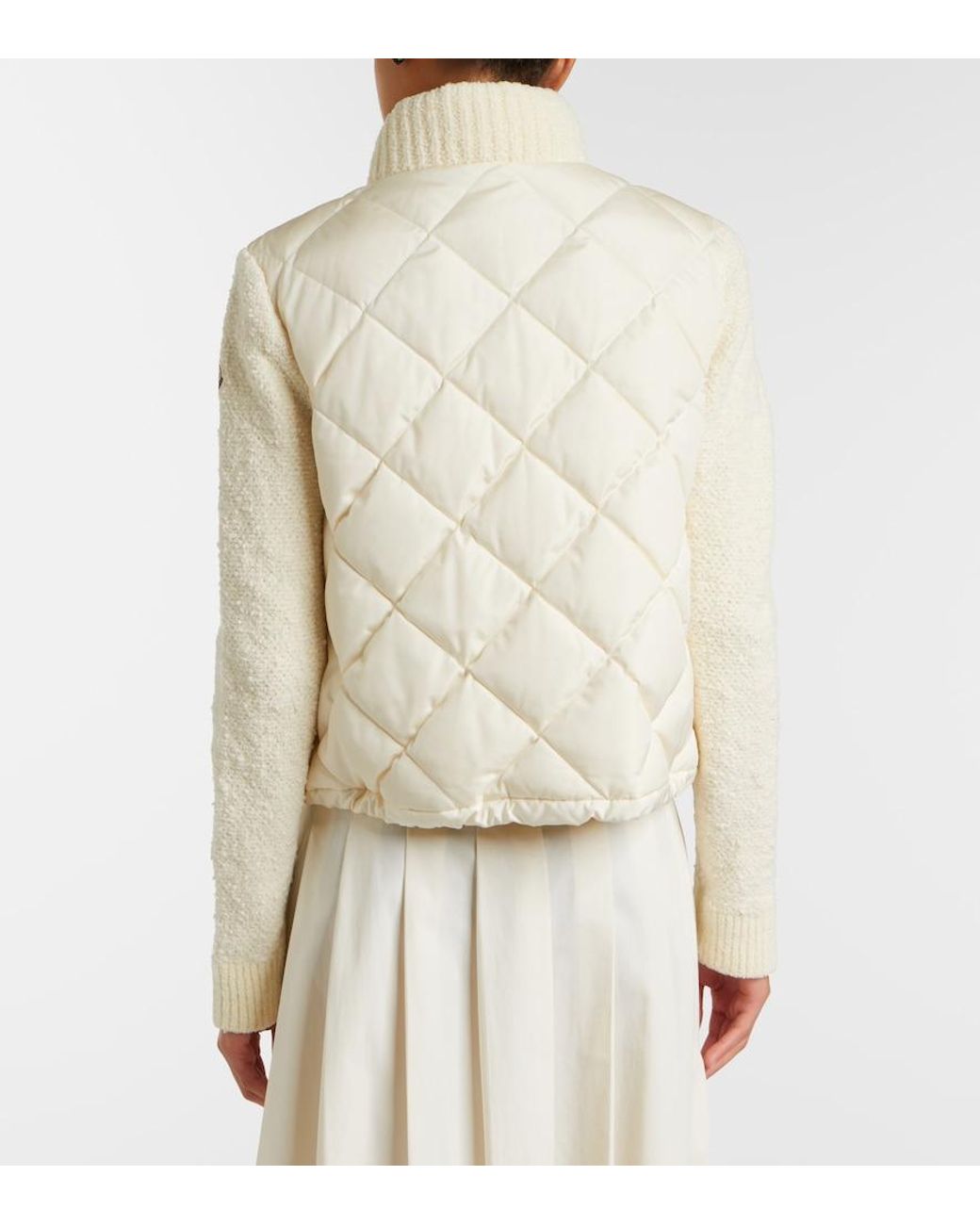Moncler Natural Down-Paneled Cotton-Blend Cardigan