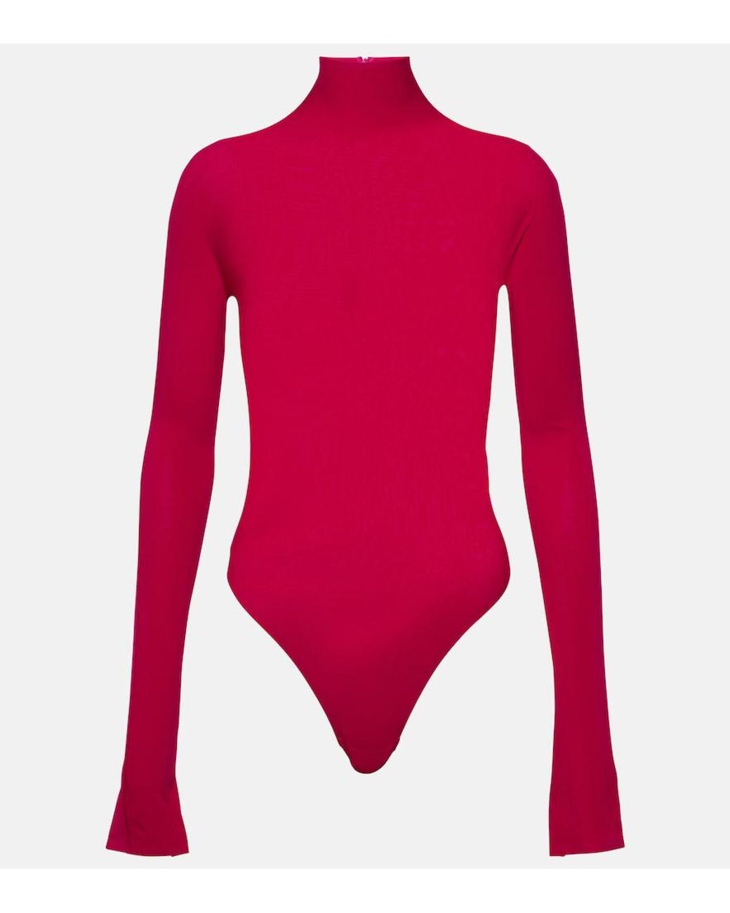 Alaïa Red Turtleneck Jersey Bodysuit