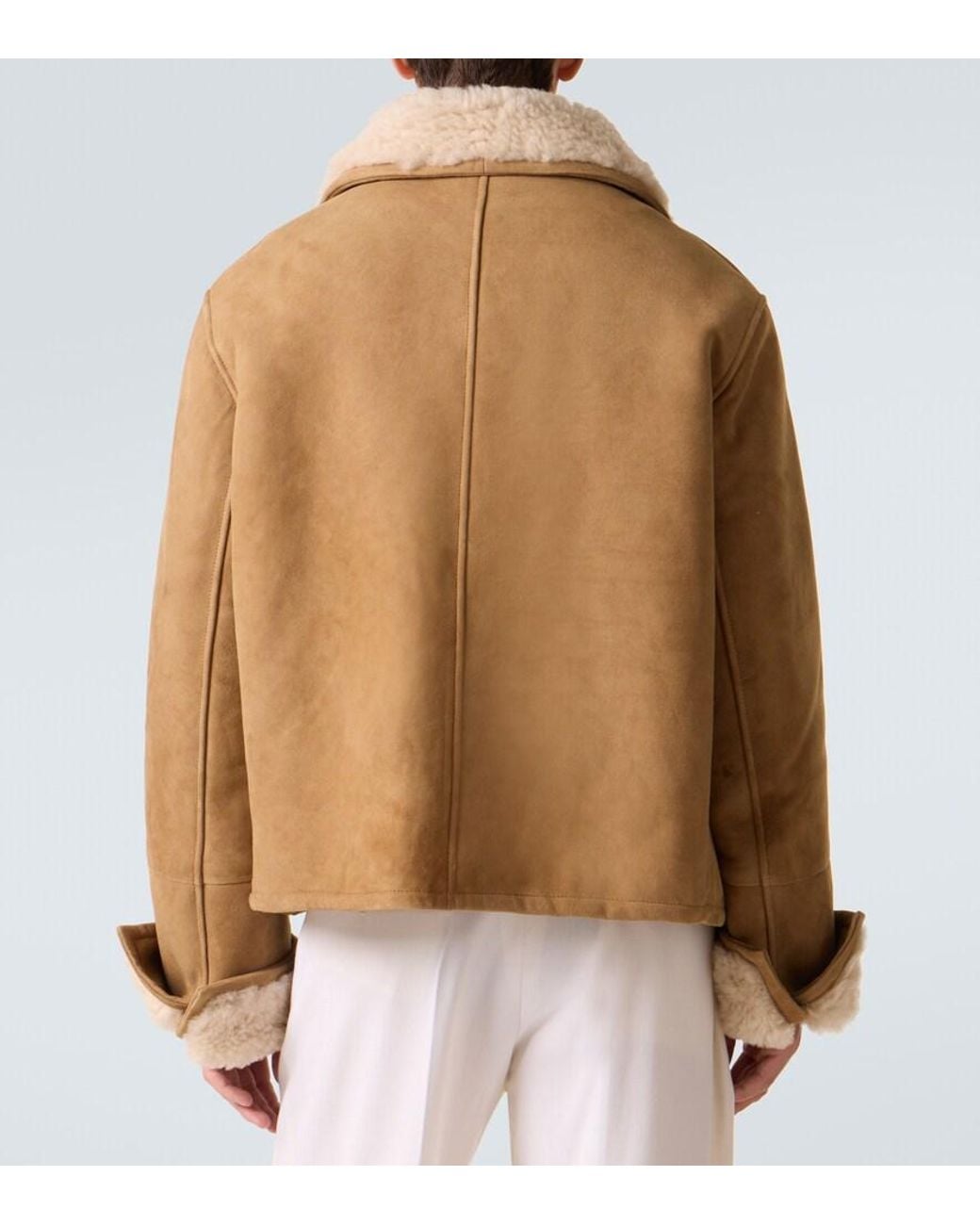 AMI Brown Shearling-Lined Suede Jacket for men