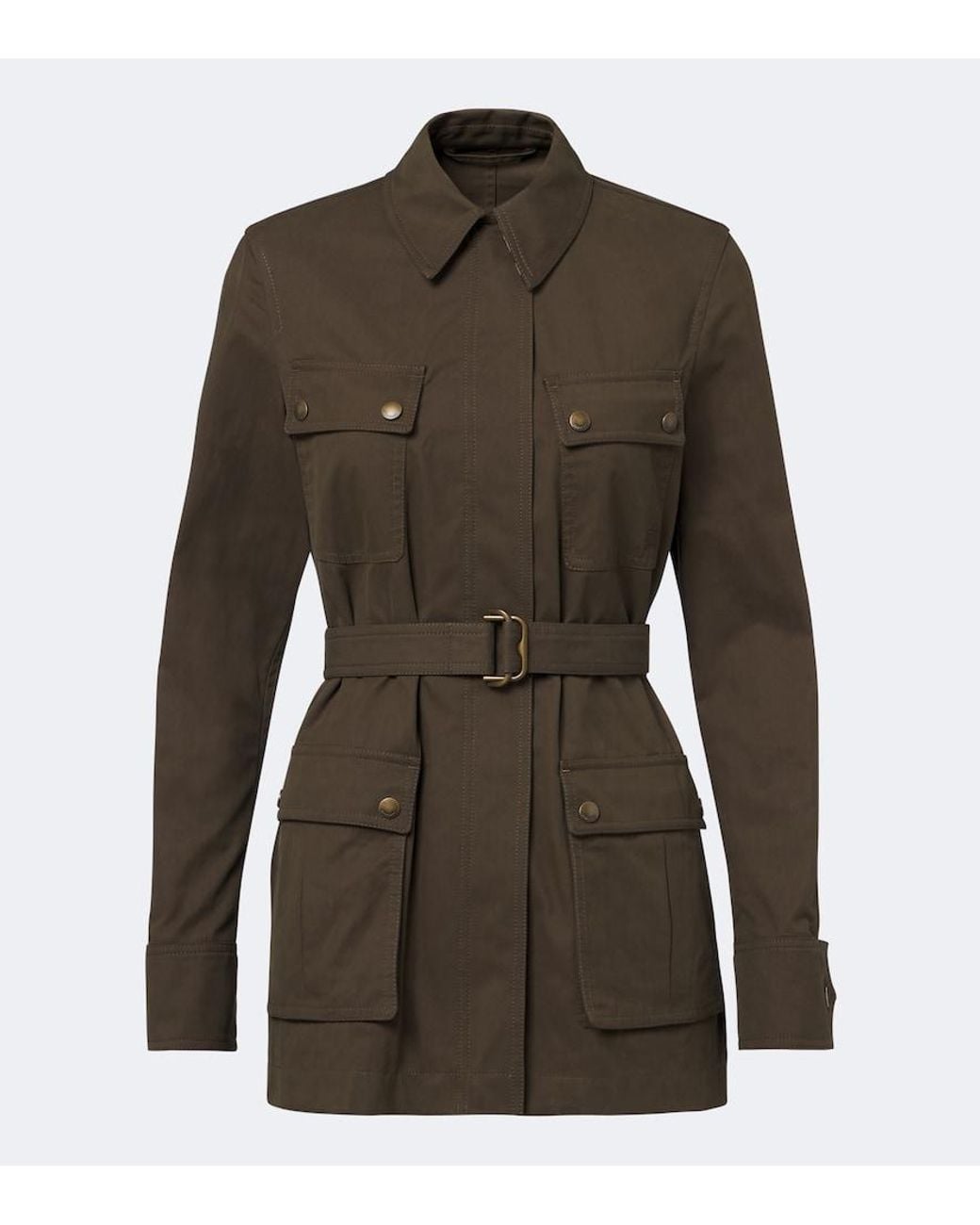 Burberry Green Belted Cotton-Blend Jacket