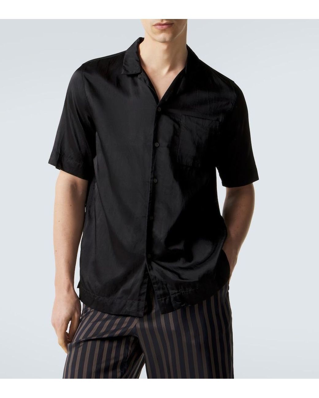 Dries Van Noten Black Bowling Shirt for men
