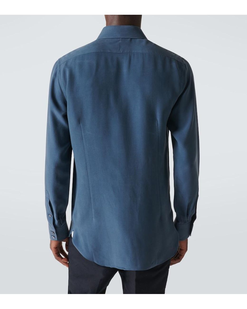 Tom Ford Blue Silk Twill Shirt for men