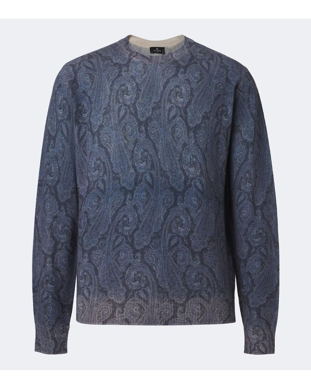 Etro Blue Paisley Wool Sweater for men