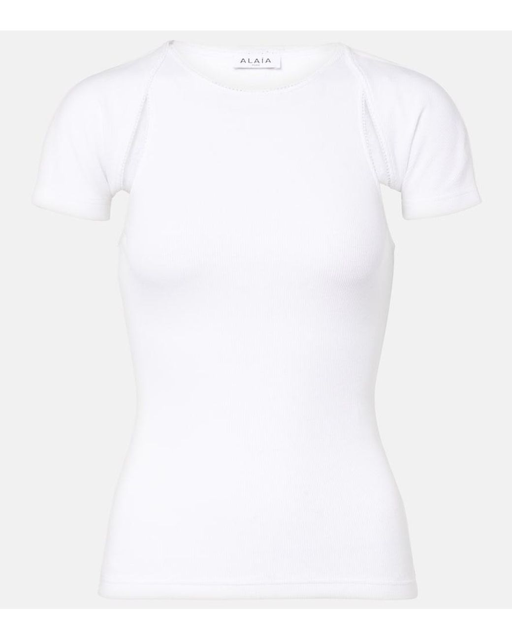 Alaïa White Layered Ribbed-Knit Jersey Top
