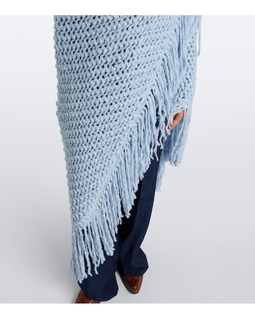 Gabriela Hearst Blue Lauren Fringed Cashmere Shawl