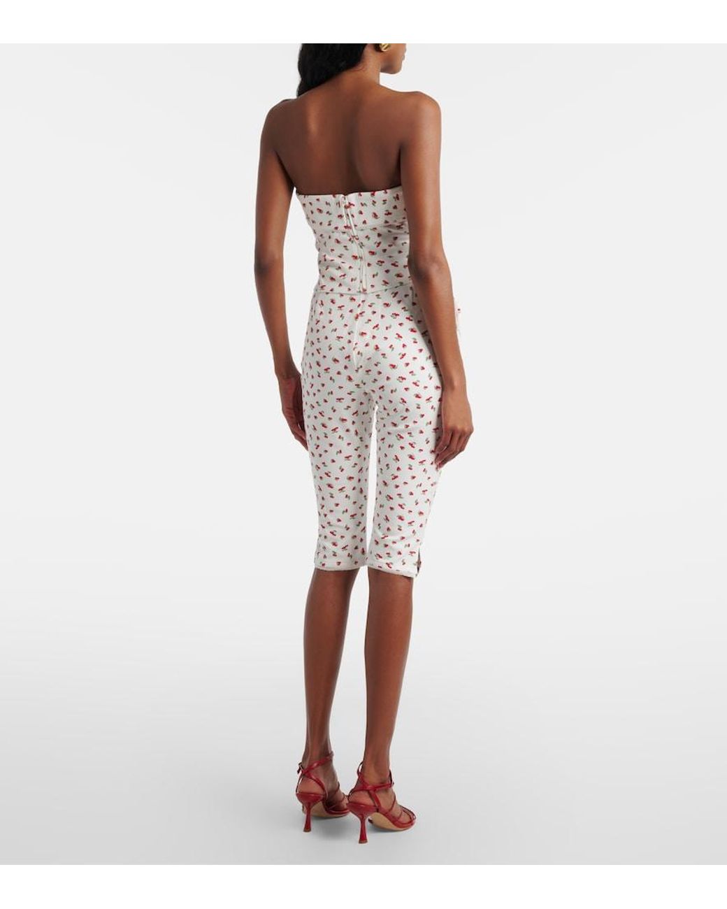Posse White Ebony Printed Cotton-Blend Capri Pants