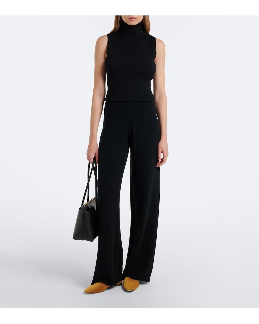 Jardin Des Orangers Black Virgin Wool And Cashmere Wide-Leg Pants