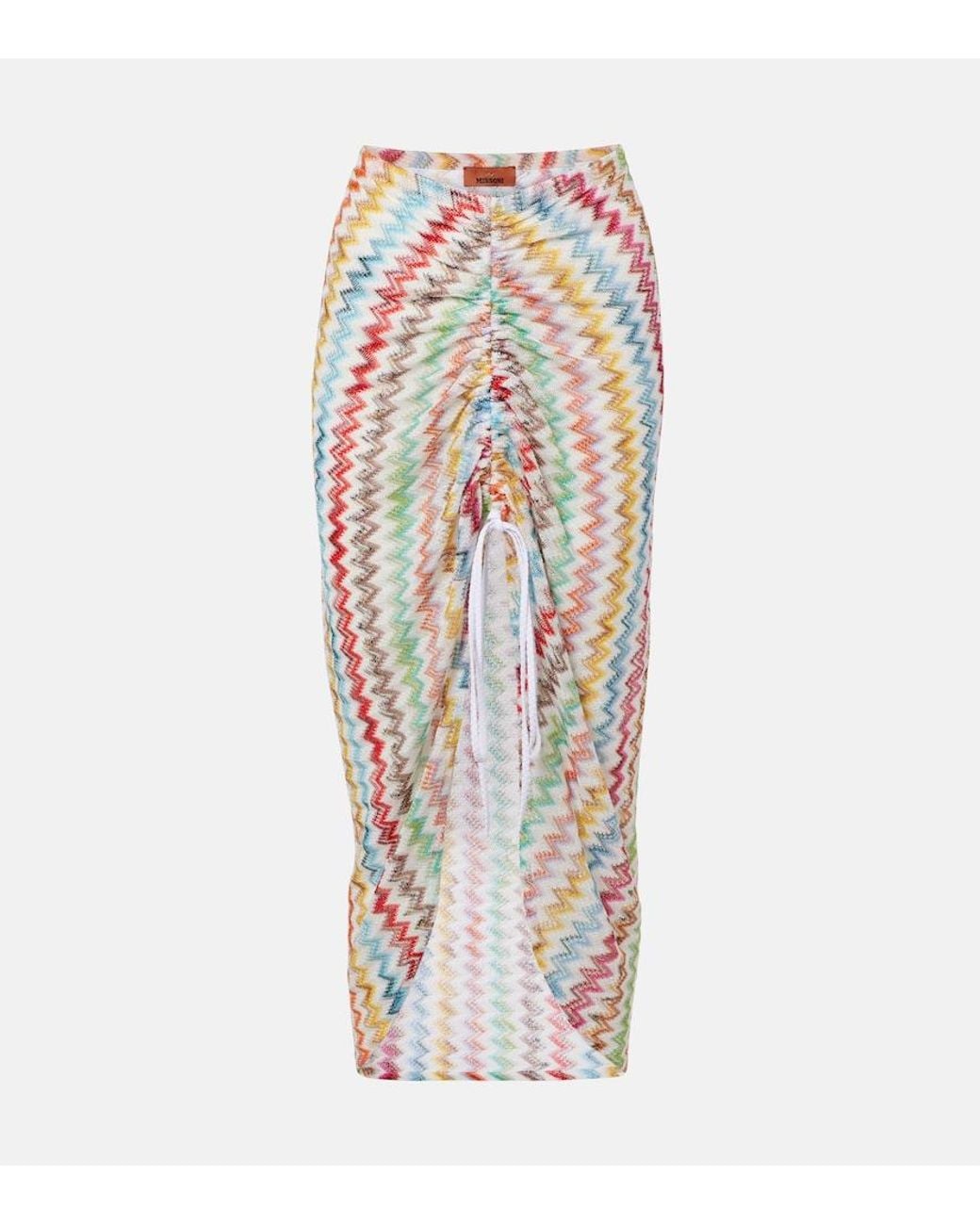 Missoni Multicolor Zigzag Asymmetric Midi Skirt