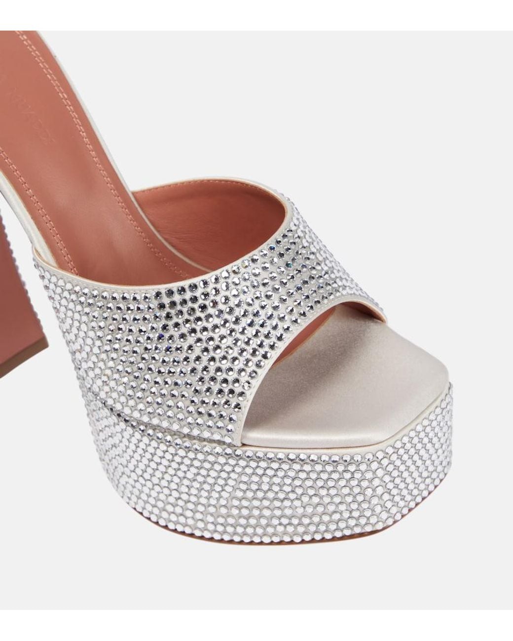 AMINA MUADDI White Dalida Embellished Platform Mules